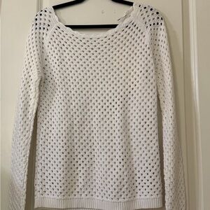 LOFT White Open-Knit Sweater 10/10